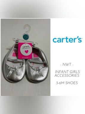 🆕CARTER’S - 3/6M - NWT - INFANT GIRLS SILVER BALLET FLATS / SHOES